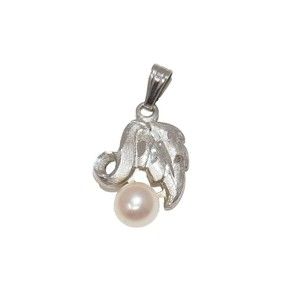 Imperial Pearl Syndicate IPS Sterling Silver 925 Pearl Leaf Charm Pendant